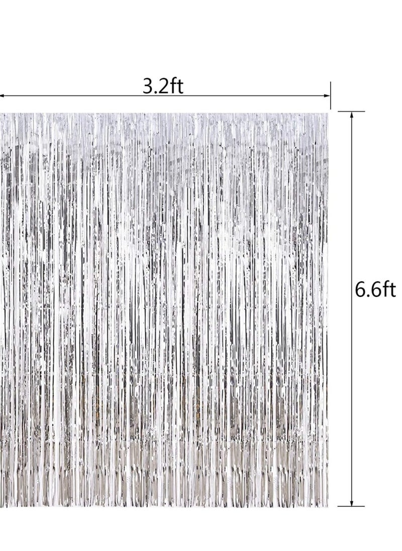 Generic 3.2ft x 6.6ft  Metallic Tinsel Foil Fringe Curtains Photo Booth Props for Birthday Wedding Engagement Bridal Shower Baby Shower Bachelorette Holiday Celebration Party Decorations  - Image 2
