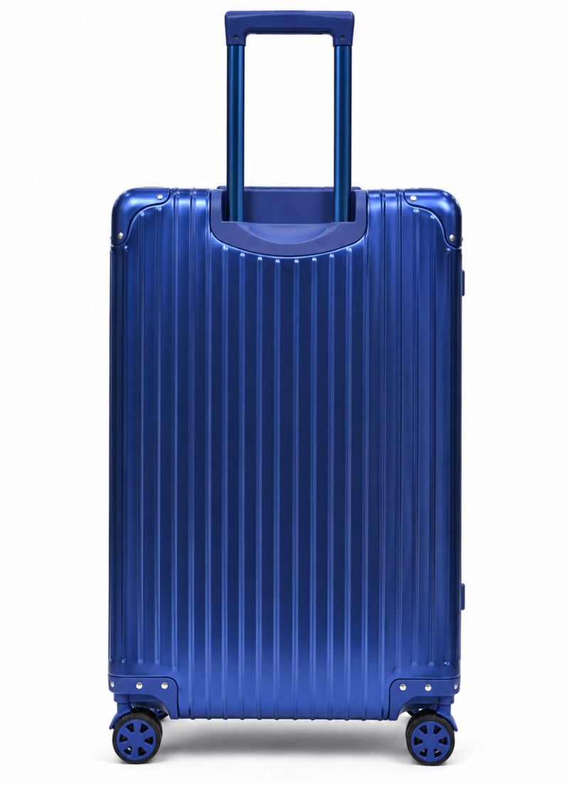 100% Genuine Full Aluminum Travel Suitcase featuring a premium aluminum shell, 360° dual spinner wheels, secure safety lock, telescopic handle, available in 20-inch and 28-inch sizes, offered in multiple colors, and includes a free silicone protective cover as a complimentary gift. - Image 5