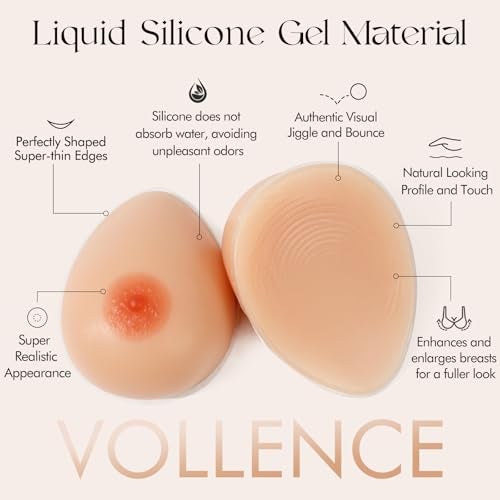 Vollence D Cup 1000g Silicone Breast Forms Fake Boobs for Mastectomy Transgender Cosplay - Nude - Image 2