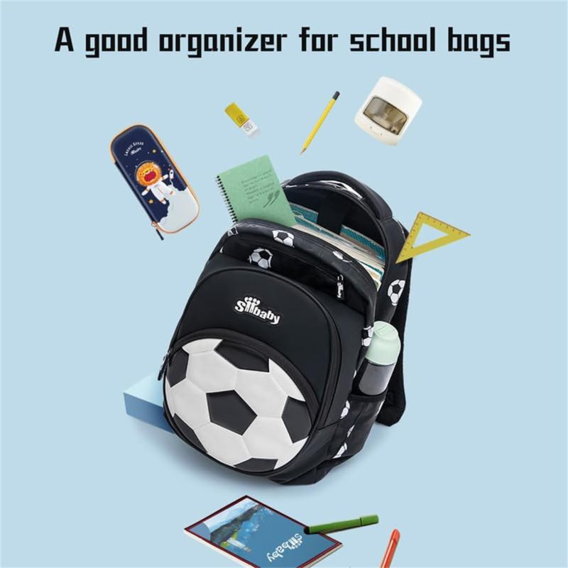 Kids' Soccer Backpack - 3D Animated Soccer Print Oxford & Polyester Material, Waterproof Large Capacity, Padded Adjustable Straps for School, Travel, Camping, Boys & Girls Aged 6-12 - Image 4