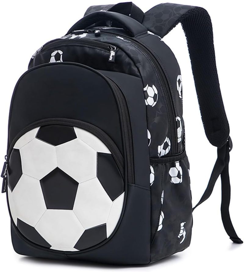 Kids' Soccer Backpack - 3D Animated Soccer Print Oxford & Polyester Material, Waterproof Large Capacity, Padded Adjustable Straps for School, Travel, Camping, Boys & Girls Aged 6-12 - Image 2