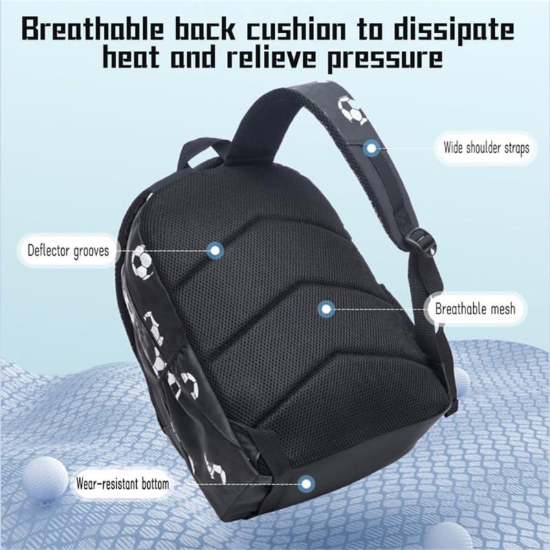 Kids' Soccer Backpack - 3D Animated Soccer Print Oxford & Polyester Material, Waterproof Large Capacity, Padded Adjustable Straps for School, Travel, Camping, Boys & Girls Aged 6-12 - Image 5