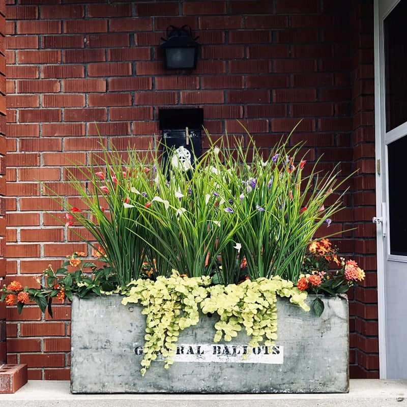 Melorca&Guilla Artificial Plants Outdoor 6PCS 23â€œ Fake Tall Grass,Fake Outdoor Plants,Faux Plants with Flowers for Garden Porch Window Box Shop Office Home DÃ©cor - Image 2