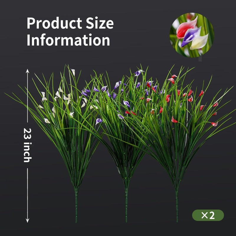 Melorca&Guilla Artificial Plants Outdoor 6PCS 23â€œ Fake Tall Grass,Fake Outdoor Plants,Faux Plants with Flowers for Garden Porch Window Box Shop Office Home DÃ©cor - Image 3