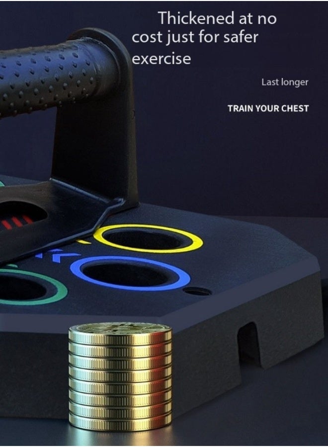 Sisily Push Up Board Training Fitness Exercise Chest Expansion Equipment Muscle Exerciser Multi-Function Bar Foldable Handles for Floor to Strengthen Arms Core and Back Portable Home Gym for Men and Women (Black) - Image 3