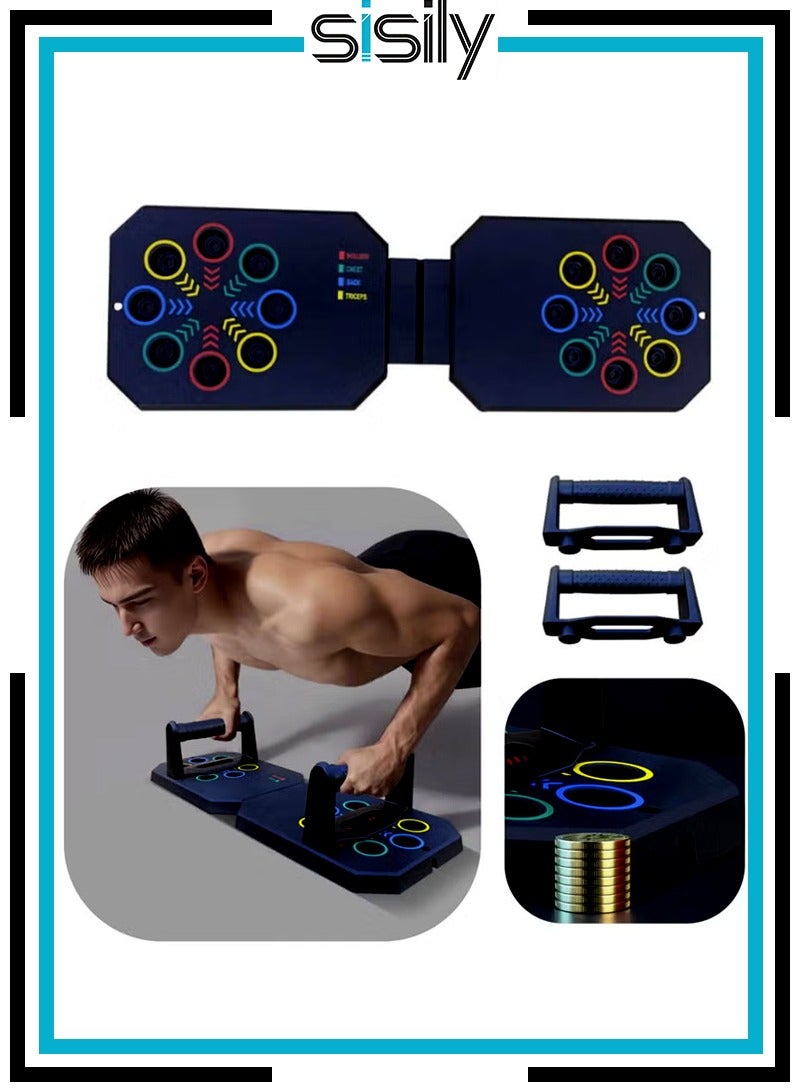 سيسلي معدات تمرين لياقة بدنية لتوسيع الصدر، وتمرين العضلات متعدد الاستخدامات، بار بمقابض قابلة للطي، مناسبة للتدريبات الأرضية لتقوية الذراعين والعضلات الأساسية والظهر، صالة رياضية منزلية محمولة للرجال والنساء (أسود). - Image 1