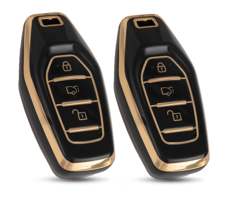 SHOPOFLUX TPU Key Cover Compatible with Mahindra XUV 500 Smart Key | Accessories (Push Button Start Models) (Pack of 2) (Black Tup Pack 2) - Image 1
