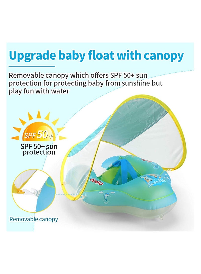 SwimBoBo Inflatable Baby Swimming Float with Sun Protection Canopy, Safety Bottom Support, and Swim Buoy for Secure Swims - Free Swimming Baby  - Image 3