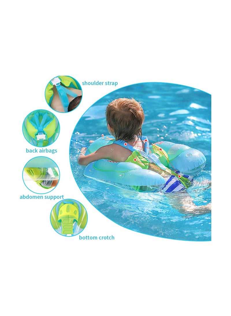 SwimBoBo Inflatable Baby Swimming Float with Sun Protection Canopy, Safety Bottom Support, and Swim Buoy for Secure Swims - Free Swimming Baby  - Image 4