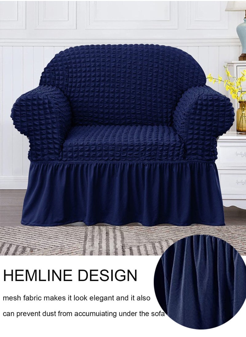 Arabest - Sofa Cover Set, 4 piece 7 seater（3+2+1+1） Multifunctional Sofa Slipcover, Couch Cover  Furniture Protector Cover, Washable High Elastic Durable  with Skirt, for Living Room for Bed Room (Dark Blue) - Image 1