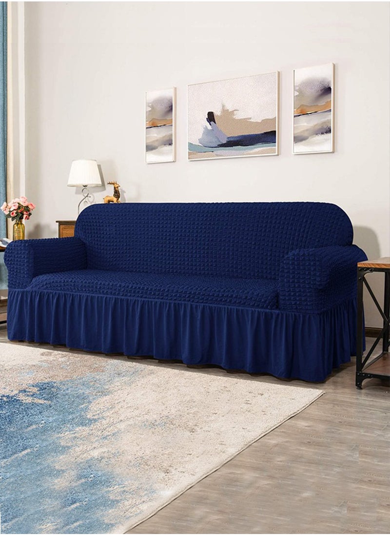 Arabest - Sofa Cover Set, 4 piece 7 seater（3+2+1+1） Multifunctional Sofa Slipcover, Couch Cover  Furniture Protector Cover, Washable High Elastic Durable  with Skirt, for Living Room for Bed Room (Dark Blue) - Image 1