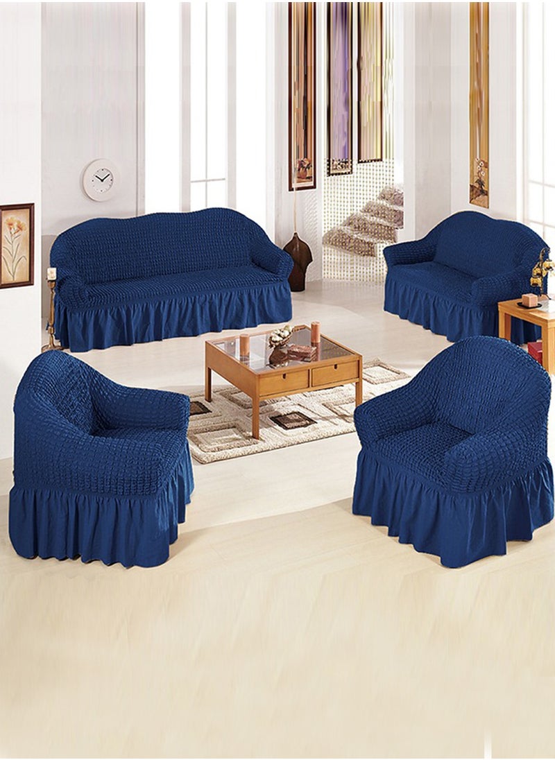 Arabest - Sofa Cover Set, 4 piece 7 seater（3+2+1+1） Multifunctional Sofa Slipcover, Couch Cover  Furniture Protector Cover, Washable High Elastic Durable  with Skirt, for Living Room for Bed Room (Dark Blue) - Image 1