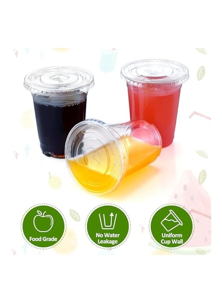 Green Tiger 16 oz Clear Plastic Cups with Lids 100 Sets Disposable Plastic Cups with Flat Lids To Go, Cold Drink Cups, Smoothie Cups, Disposable Ice Coffee Cups - Image 3