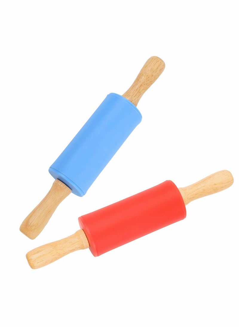 Excefore 9 Inch Mini Rolling Pin, 2 Pcs Kids Rolling Pin Small Rolling Pin Handle Rolling Pin - Image 1
