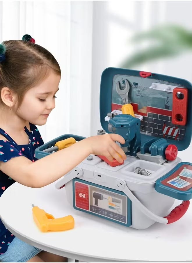 26 Pcs Kids Tool Set, Kids Tool Bench with Tool Box and Realistic Accessories, Construction Workbench Toys, Pretend Play Kids Toys, Multifunctional  Workbench & Tool Set, Toddler Bench Set, Kids Workbench Kits, Tools Workshop, Building Tools Playset, Repair Tool Set, Toolbox Gift for Kids