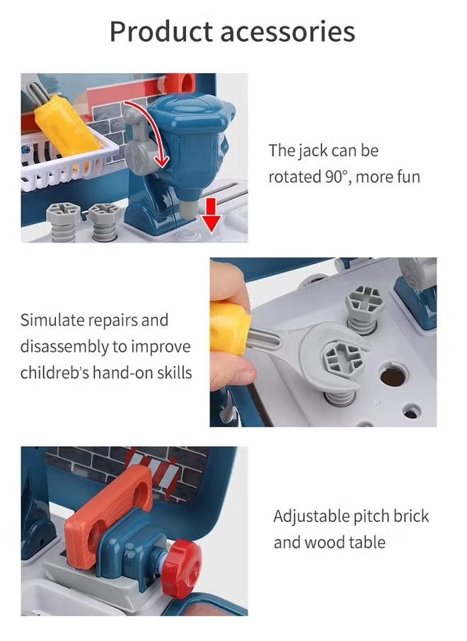 26 Pcs Kids Tool Set, Kids Tool Bench with Tool Box and Realistic Accessories, Construction Workbench Toys, Pretend Play Kids Toys, Multifunctional  Workbench & Tool Set, Toddler Bench Set, Kids Workbench Kits, Tools Workshop, Building Tools Playset, Repair Tool Set, Toolbox Gift for Kids