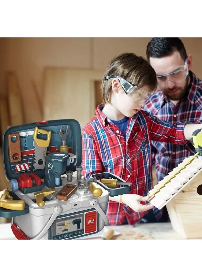 26 Pcs Kids Tool Set, Kids Tool Bench with Tool Box and Realistic Accessories, Construction Workbench Toys, Pretend Play Kids Toys, Multifunctional  Workbench & Tool Set, Toddler Bench Set, Kids Workbench Kits, Tools Workshop, Building Tools Playset, Repair Tool Set, Toolbox Gift for Kids