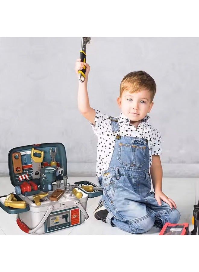 26 Pcs Kids Tool Set, Kids Tool Bench with Tool Box and Realistic Accessories, Construction Workbench Toys, Pretend Play Kids Toys, Multifunctional  Workbench & Tool Set, Toddler Bench Set, Kids Workbench Kits, Tools Workshop, Building Tools Playset, Repair Tool Set, Toolbox Gift for Kids