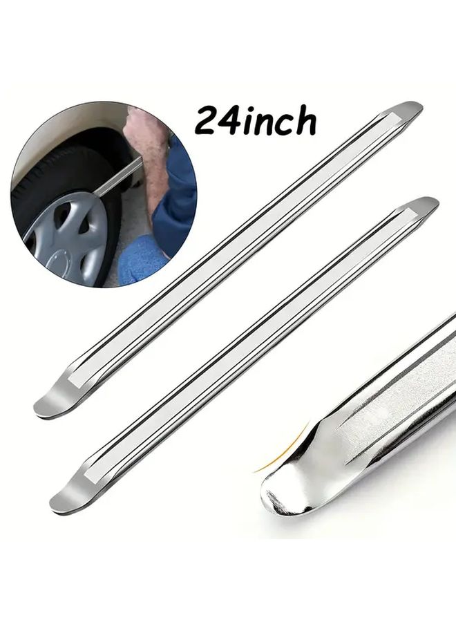 Heavy Duty Steel Tire Lever Tool Kit 24 Inch 60cm Wheel repair Bar For Motorcycle Alloy And Steel Rims Mechanics DIY Set 2 Pieces - Image 1