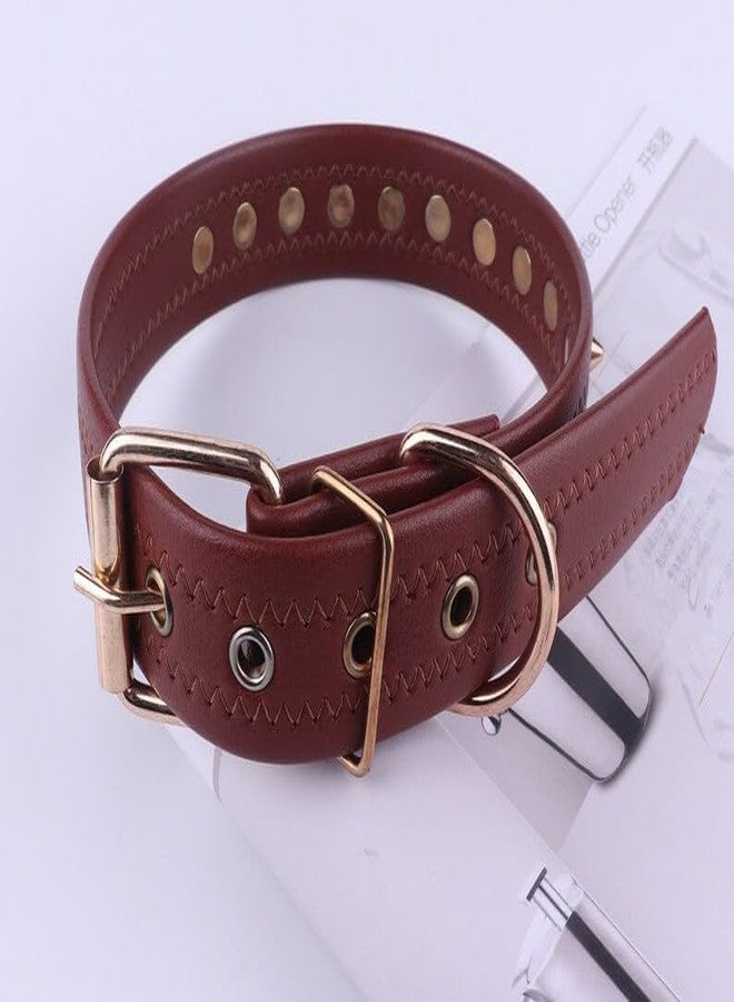 KittuPet طوق كلاب مرصع بالمسامير من KittuPet، طوق كلاب صغير مرصع بالمسامير للكلاب والقطط، طوق مرصع بالمسامير قابل للتعديل للجراء، بني (متوسط) - Image 3