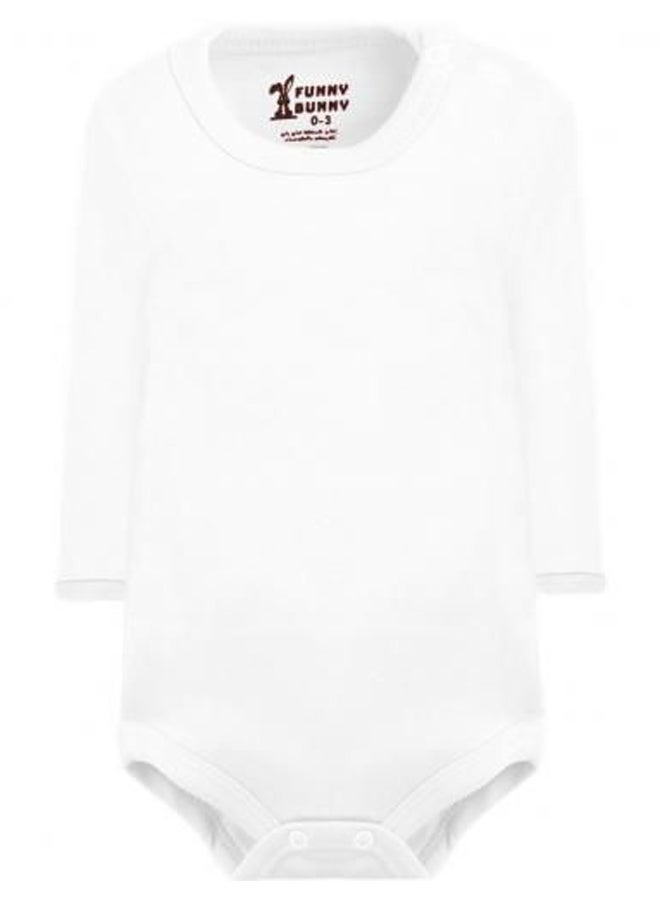 Funny Bunny - Basic Long Sleeves Snap Closure Bodysuit - White