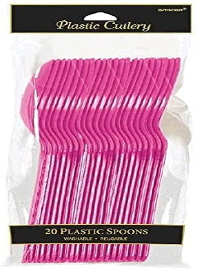 Amscan Party Supplies Plastic Spoons , Magenta, 9.3" x 4.4", 20ct
