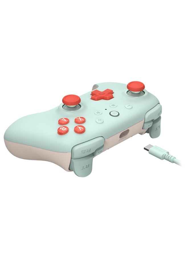 8بت دو يد تحكم 8Bitdo Ultimate 2C السلكية لأجهزة الكمبيوتر بنظام ويندوز وأجهزة أندرويد، بمعدل تحديث 1000 هرتز (1000Hz Polling Rate)، مزودة بعصا تحكم ومشغلات (Triggers) بتقنية Hall Effect، وأزرار كتف قابلة لإعادة التعيين (L4/R4). اللون: نعناعي (Mint). - Image 2