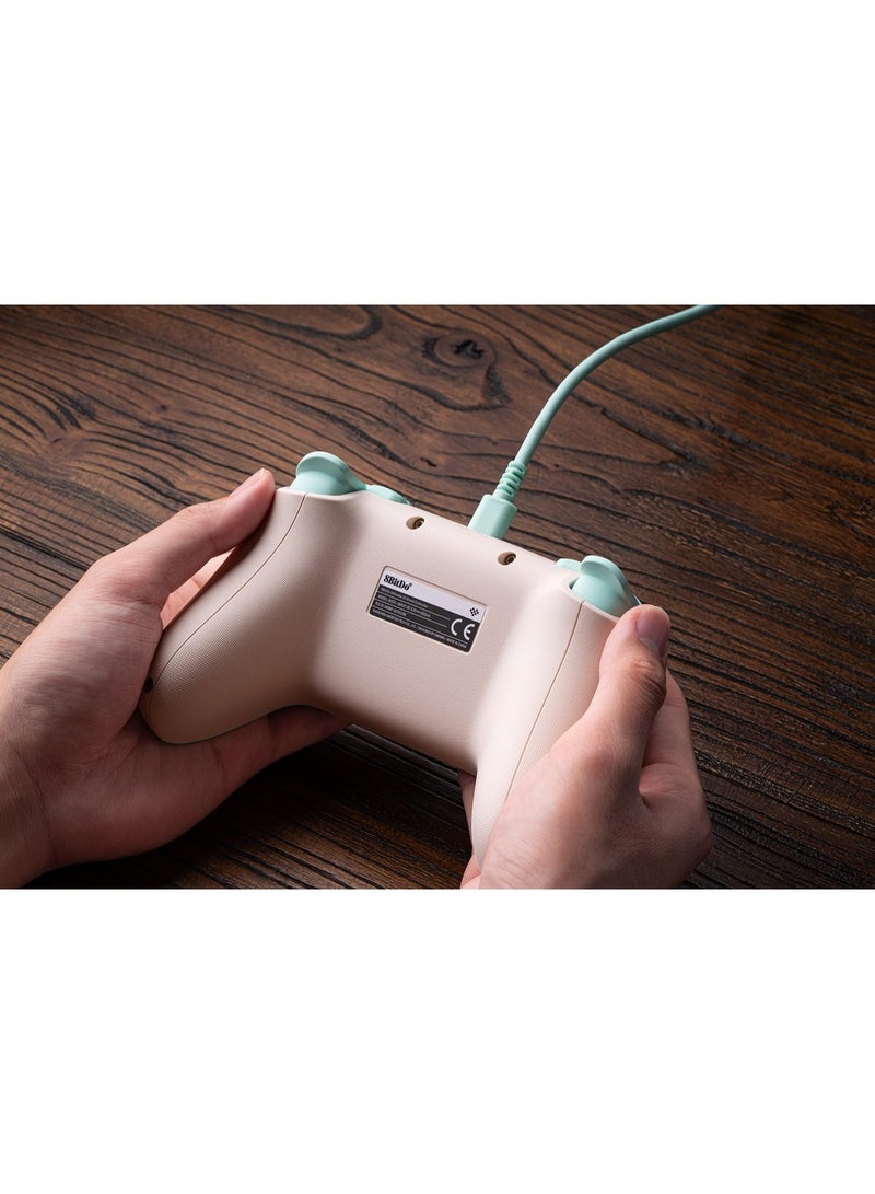 8بت دو يد تحكم 8Bitdo Ultimate 2C السلكية لأجهزة الكمبيوتر بنظام ويندوز وأجهزة أندرويد، بمعدل تحديث 1000 هرتز (1000Hz Polling Rate)، مزودة بعصا تحكم ومشغلات (Triggers) بتقنية Hall Effect، وأزرار كتف قابلة لإعادة التعيين (L4/R4). اللون: نعناعي (Mint). - Image 4