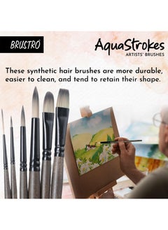 BRUSTRO Brustro AquaStrokes Artist Brushes | Set of 6 | Ideal for Watercolour, Gouache, Acrylics, Oil Brush, Synthetic Bristles, Wooden Handle | Made for Students and Professionals Artists  - Image 5