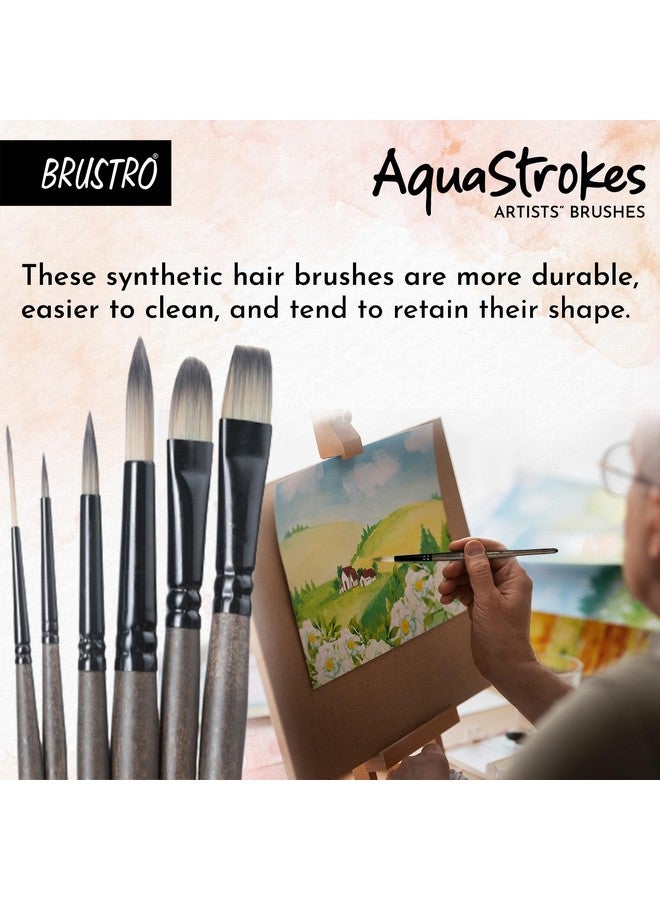 بروسترو فرش فنانين من بروسترو أكواستروكس | مجموعة من 6 قطع | مثالية للألوان المائية، والغواش، والأكريليك، والزيت، مع شعيرات صناعية، ومقبض خشبي | مصممة للطلاب والفنانين المحترفين - Image 5