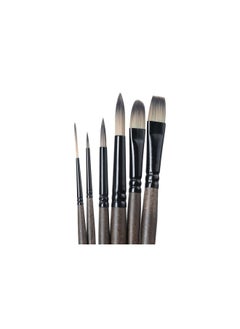 BRUSTRO Brustro AquaStrokes Artist Brushes | Set of 6 | Ideal for Watercolour, Gouache, Acrylics, Oil Brush, Synthetic Bristles, Wooden Handle | Made for Students and Professionals Artists  - Image 1