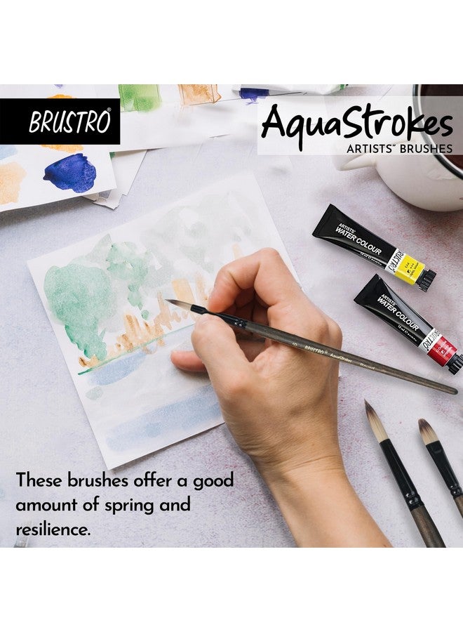 بروسترو فرش فنانين من بروسترو أكواستروكس | مجموعة من 6 قطع | مثالية للألوان المائية، والغواش، والأكريليك، والزيت، مع شعيرات صناعية، ومقبض خشبي | مصممة للطلاب والفنانين المحترفين - Image 3
