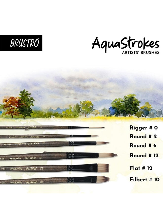 بروسترو فرش فنانين من بروسترو أكواستروكس | مجموعة من 6 قطع | مثالية للألوان المائية، والغواش، والأكريليك، والزيت، مع شعيرات صناعية، ومقبض خشبي | مصممة للطلاب والفنانين المحترفين - Image 4