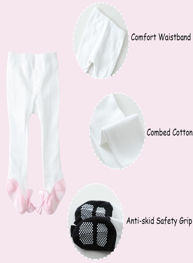 EPEIUS Toddlers Girls Tights with Shoes Baby Girl Seamless Non Slip/Skid Grip Leggings Organic Cotton Tights with Bow Footed Pants Stockings for 12-24 Months,Black/Red/Pink - Image 3