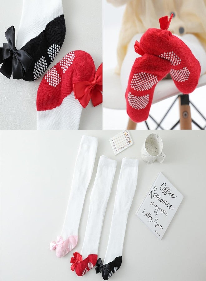 EPEIUS Toddlers Girls Tights with Shoes Baby Girl Seamless Non Slip/Skid Grip Leggings Organic Cotton Tights with Bow Footed Pants Stockings for 12-24 Months,Black/Red/Pink - Image 5
