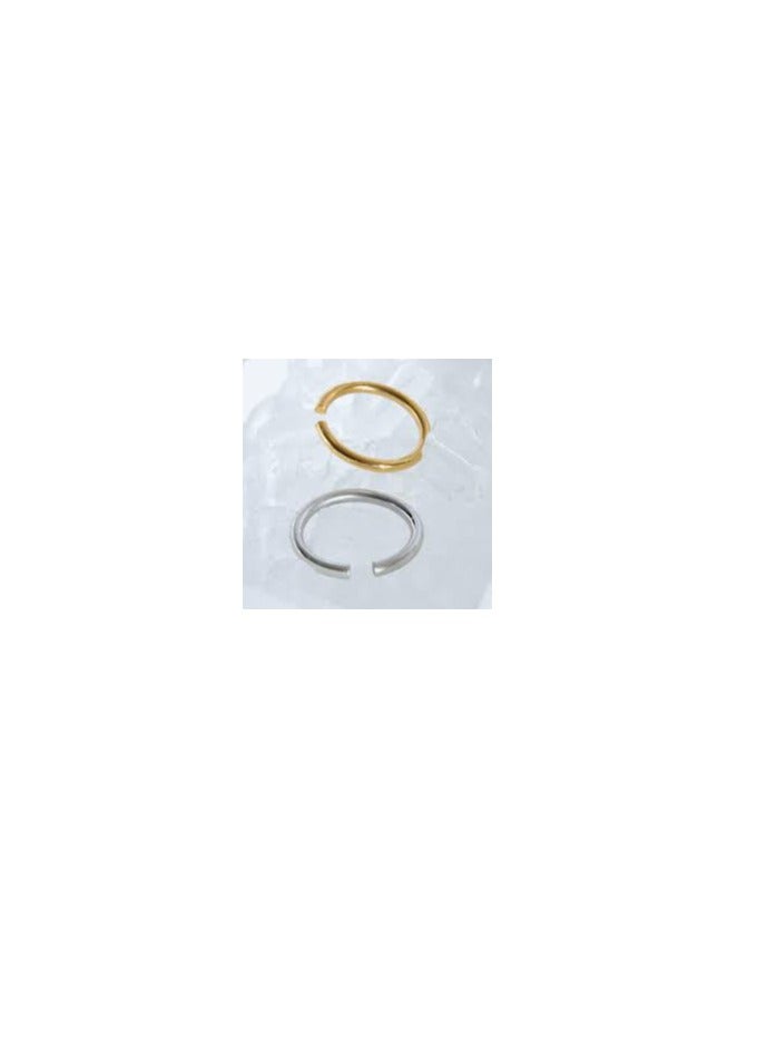 14K Gold Plated Nose Rings Set of 4 (2 Silver) (2 Gold) for Women, 22mm & 8mm Tiny Thin Nose Jewelry, Small Hoop Nose Earrings in Gold - Image 2