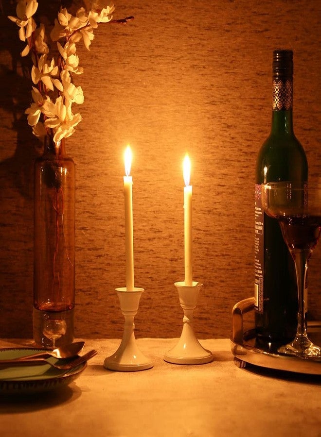 فوي دروب طقم حامل شموع أبيض من قطعتين من VOIDROP. طقم حامل شموع أبيض من قطعتين. شموع مدببة مزخرفة لحوامل الشموع. - Image 2