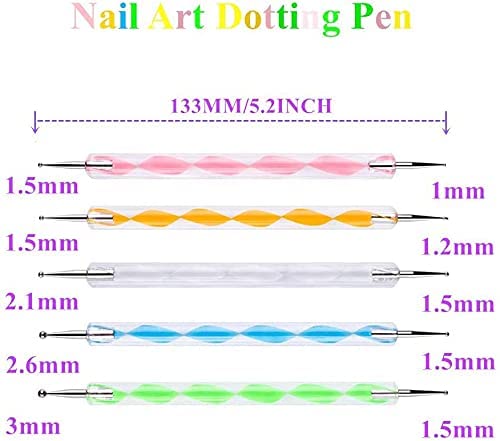B-LADY BLADY Nail Art Dotting Brushes Set 5Pcs Nail Art Brushes kit and 5Pcs 2 Way Dotting Pen Tool for Rock and Mandalas Painting Salon at Home DIY Manicure - Image 5