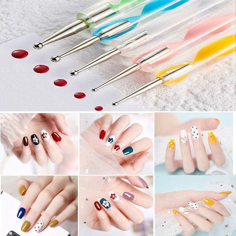 B-LADY BLADY Nail Art Dotting Brushes Set 5Pcs Nail Art Brushes kit and 5Pcs 2 Way Dotting Pen Tool for Rock and Mandalas Painting Salon at Home DIY Manicure - Image 3