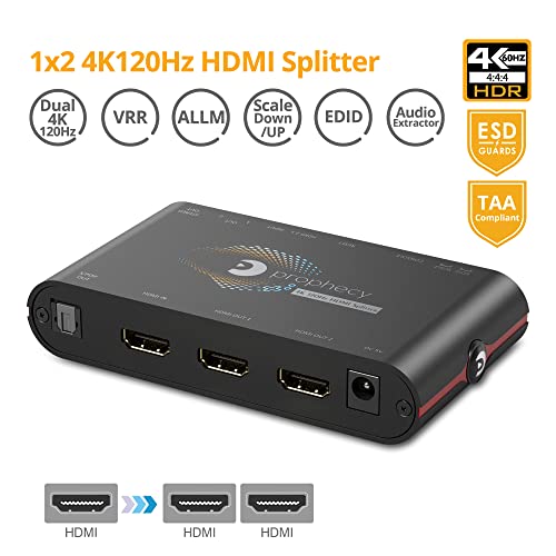 gofanco Prophecy Intelligent 4K 120Hz 1x2 HDMI Splitter – 4K @120Hz, 40Gbps, VRR, ALLM, CEC, Downscale/Upscale, Audio Extraction, EDID Management, Firmware Upgradable, TAA Compliant (PRO-HD21Split2P) - Image 2
