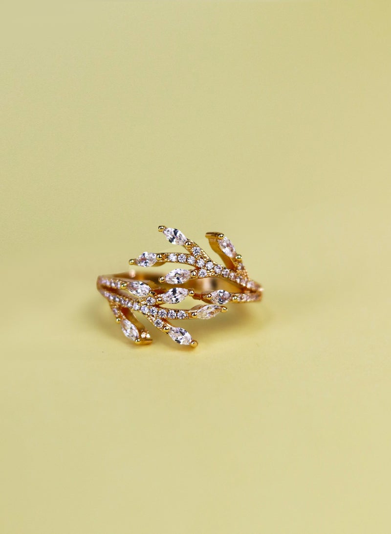 R.C.E Accessories Leaf Bangle from zirconia Bangles set with Finger Ring Adjustable one-size fit- waterproof - Image 2