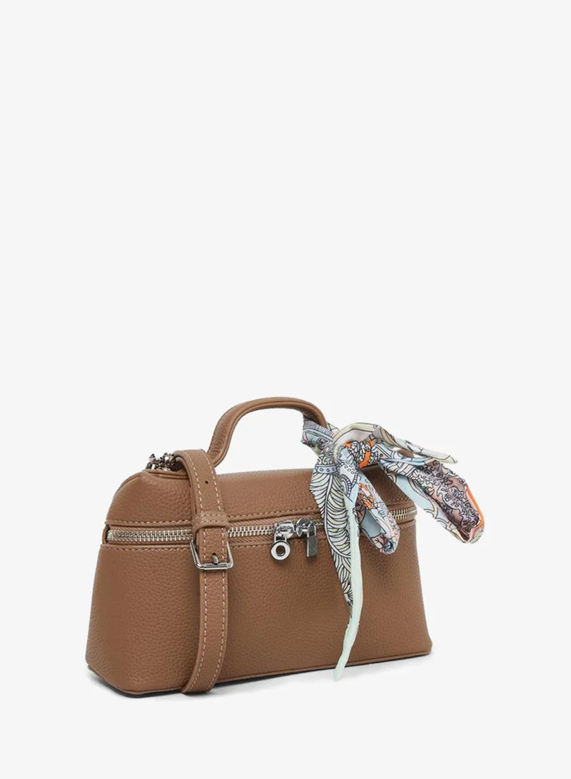 Styli Styli Brown Printed Scarf Satchel Handbag