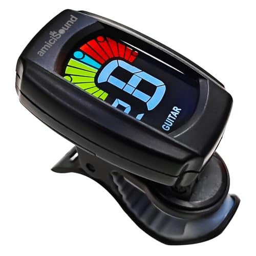 amiciSound Clip-On Tuner for Guitar, Bass, Violin, Ukulele & Chromatic Tuning | Digital LCD Display - Image 1