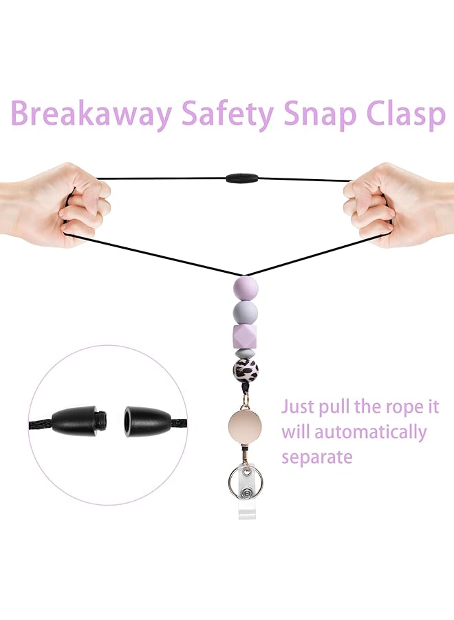 أكس سبرينج حامل شارة الهوية من الجلد الصناعي مع حبل قابل للسحب وحلقة مفاتيح وحامل شارة مع حبل أمان قابل للفصل وبكرات شارة للمعلمين والطلاب في المكاتب - Image 5