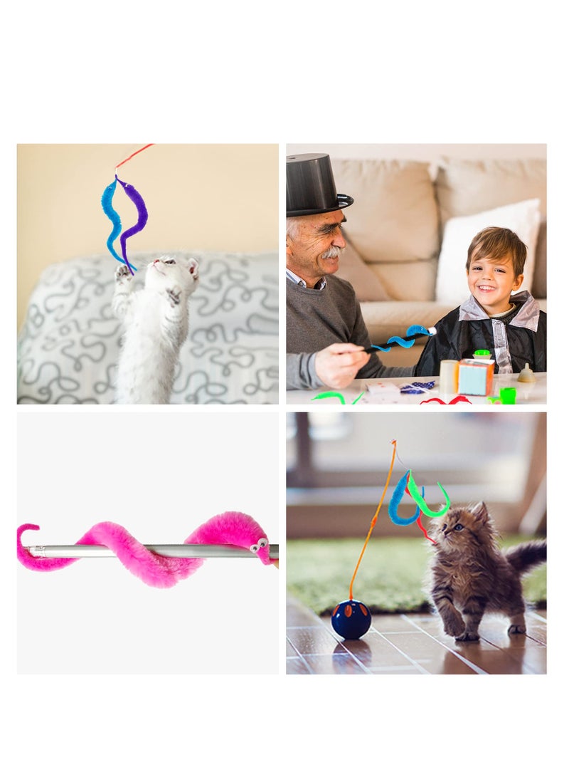 KASTWAVE 50 Pieces Magic Worm Toys Wiggly Twisty Fuzzy Worm Toys Carnival Party Favors, with Invisible String Party Favours for Kids (Multiple colors, Random Colors) - Image 3
