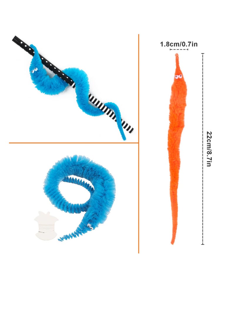 KASTWAVE 50 Pieces Magic Worm Toys Wiggly Twisty Fuzzy Worm Toys Carnival Party Favors, with Invisible String Party Favours for Kids (Multiple colors, Random Colors) - Image 2