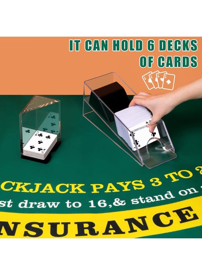 Aoriher Blackjack Game Combo Set, Include Blackjack Layout Felt Blackjack Shoe 6 Deck Automatic Card Shuffler Discard Holder Trays for Blackjack 10 Cut Cards for Casino, Party Night (Green) - Image 1