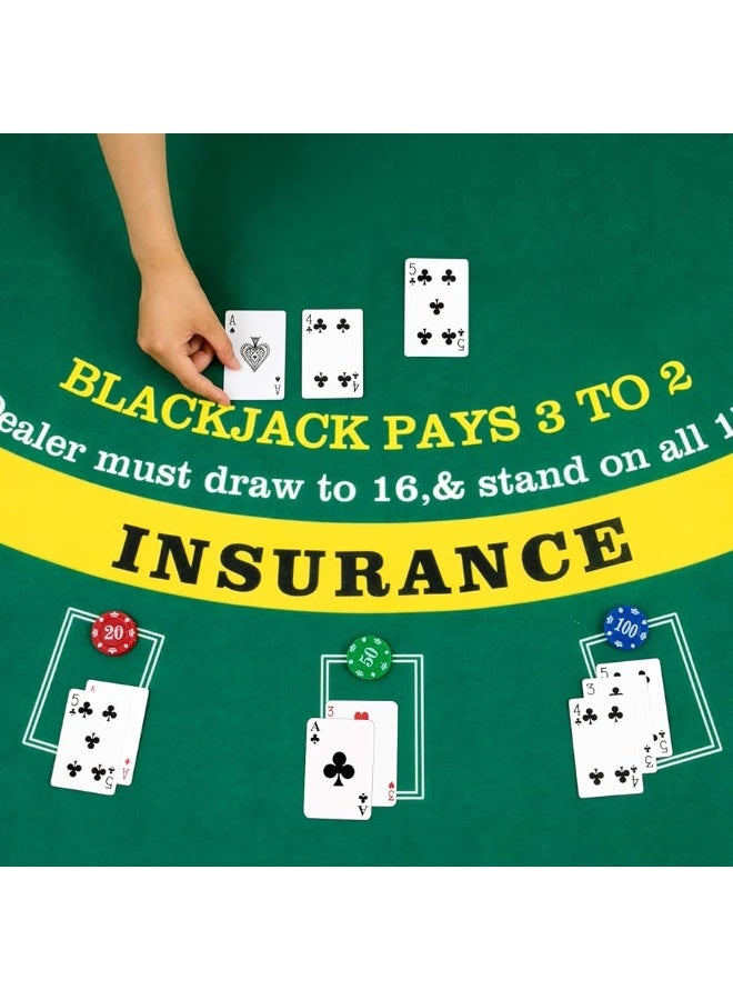 Aoriher Blackjack Game Combo Set, Include Blackjack Layout Felt Blackjack Shoe 6 Deck Automatic Card Shuffler Discard Holder Trays for Blackjack 10 Cut Cards for Casino, Party Night (Green) - Image 3