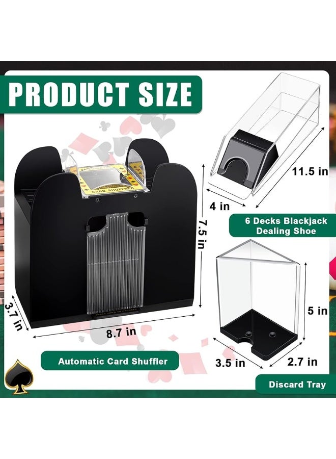 Aoriher Blackjack Game Combo Set, Include Blackjack Layout Felt Blackjack Shoe 6 Deck Automatic Card Shuffler Discard Holder Trays for Blackjack 10 Cut Cards for Casino, Party Night (Green) - Image 2
