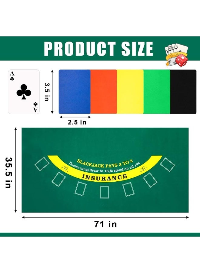 Aoriher Blackjack Game Combo Set, Include Blackjack Layout Felt Blackjack Shoe 6 Deck Automatic Card Shuffler Discard Holder Trays for Blackjack 10 Cut Cards for Casino, Party Night (Green) - Image 5